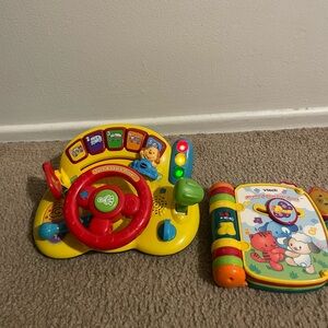 Bundle of 4 Red and Yellow Interactive Learning Steering Wheel Toy